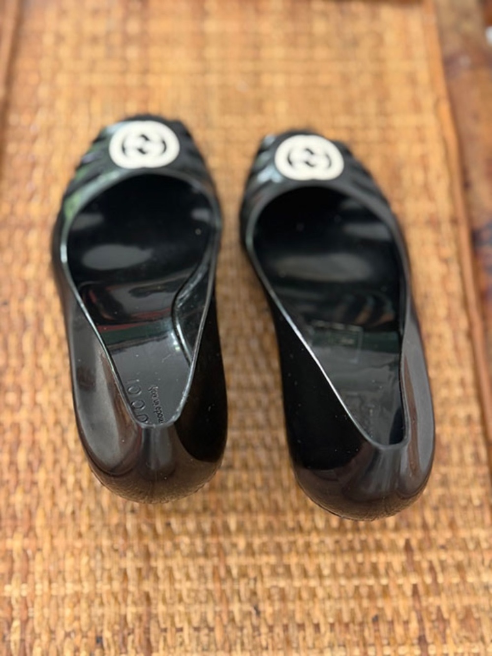 GUCCI Marola Rubber/Jelly Interlocking GLogo Wedges - Black/Off-White - Size 35 - Picture 4 of 11